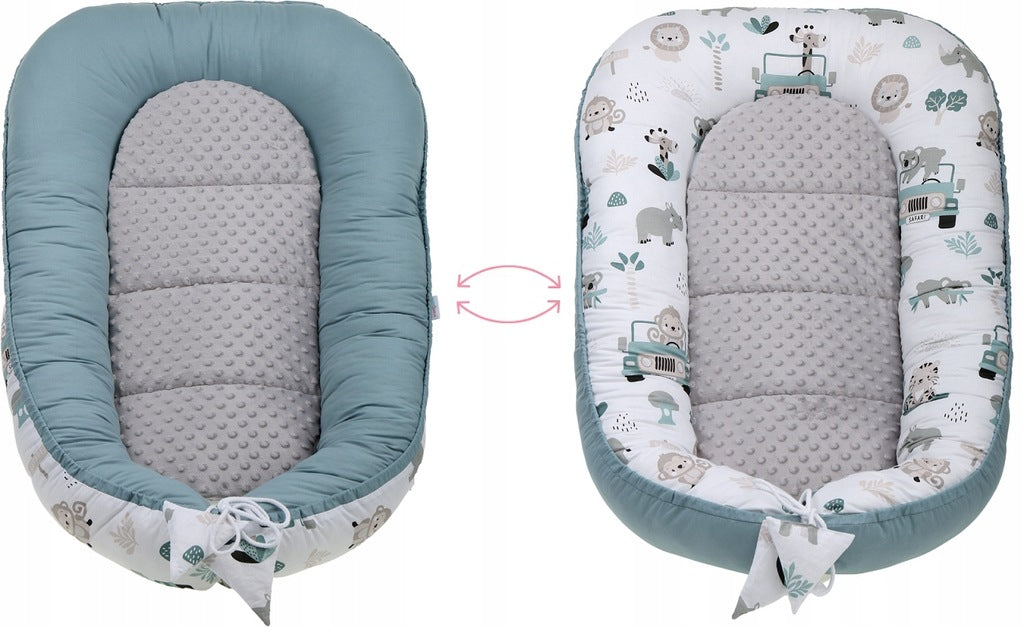 Bērnu ligzda-kokons "Minky" XXL komplekts "BabyMam", 7 daļas