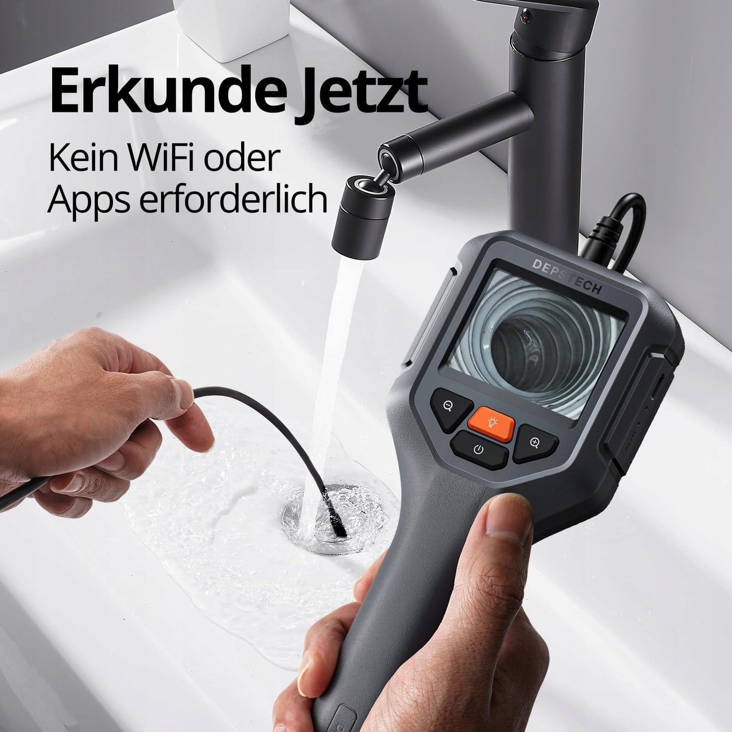 1080p HD Endoskopinė apžiūros kamera 5 m, 24 colių IPS ekranas, atsparus vandeniui