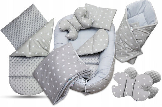 Kūdikių kokonų lizdelis „Minky“ rinkinys XXL „BabyMam“ 7 dalys