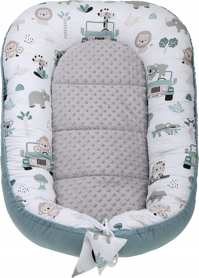 Bērnu ligzda-kokons "Minky" XXL komplekts "BabyMam", 7 daļas