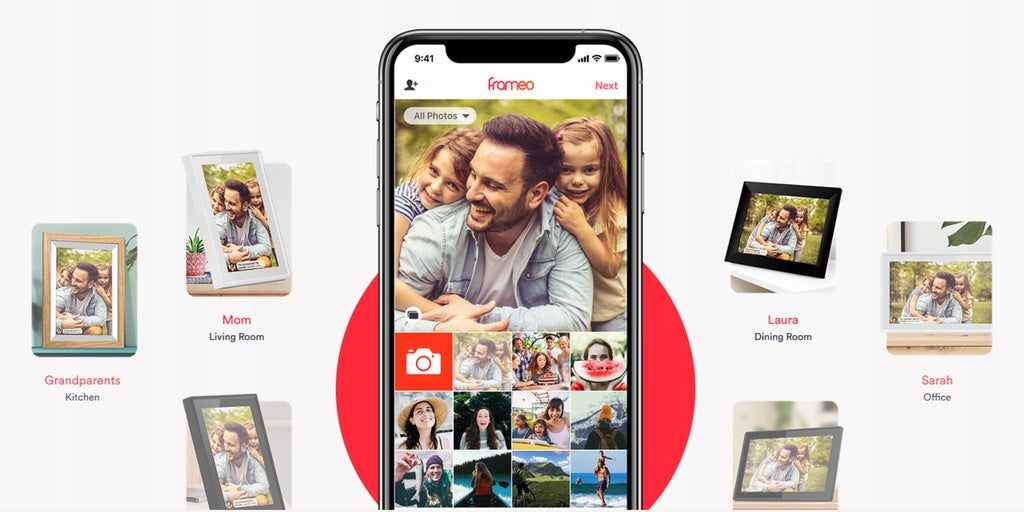 10,1 colio skaitmeninis nuotraukų rėmelis su WiFi ryšiu ir atspaudais, rožinis