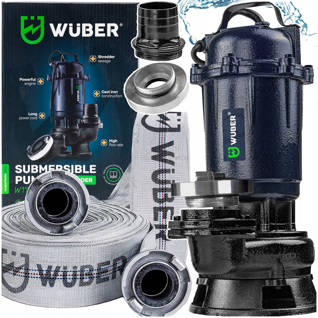 Puhas- ja mustaveepump hakkuri, 30 m Fastfix vooliku ja 750 W mootoriga