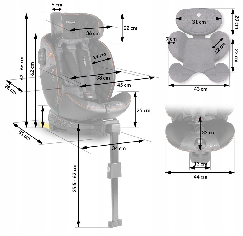 PASUKAMA AUTOMOBILINĖ KĖDUTĖ su KOJA 0-36KG ISOFIX NUKIDO I-SIZE 40-150cm