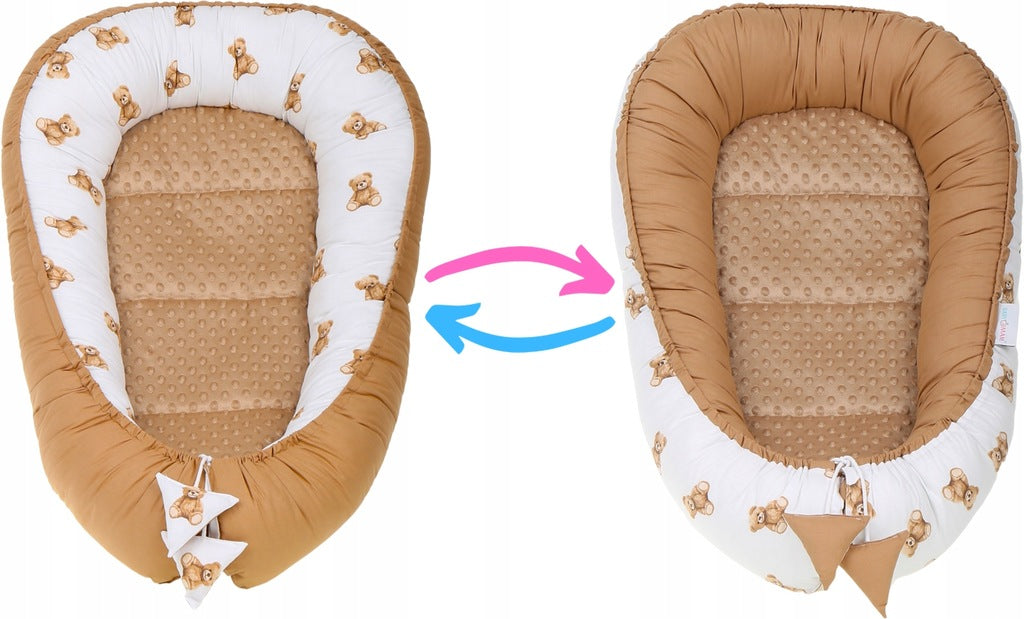 Bērnu ligzda-kokons "Minky" XXL komplekts "BabyMam", 7 daļas