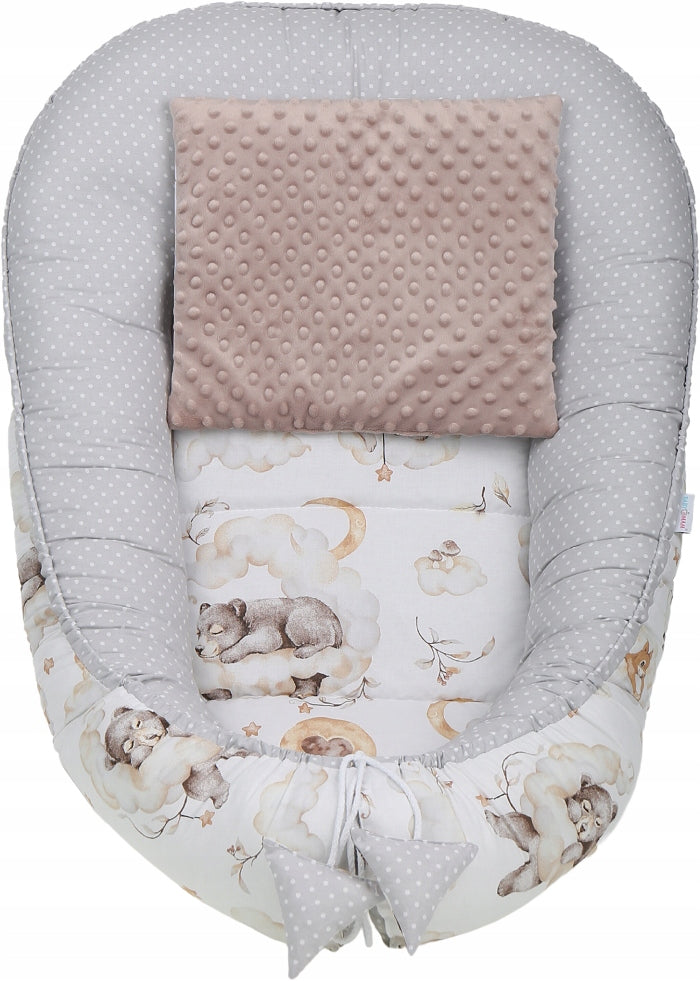 Kūdikių kokonų lizdelis „Minky“ rinkinys XXL „BabyMam“ 7 dalys