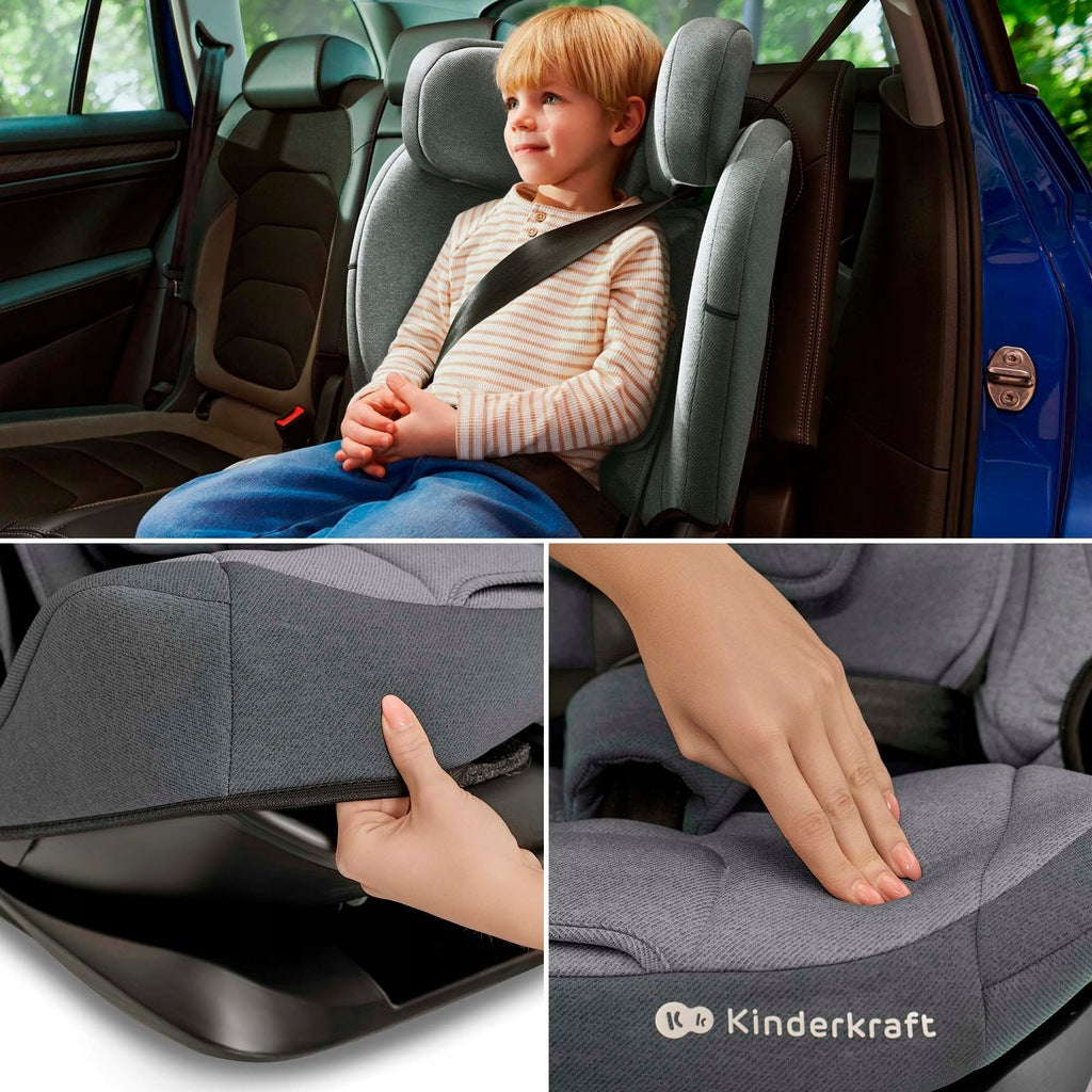 Kinderkraft automobilinė kėdutė 76-150cm 9-36kg ISOFIX ONETO3 i-Size pilka