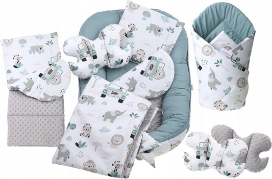 Kūdikių kokonų lizdelis „Minky“ rinkinys XXL „BabyMam“ 7 dalys