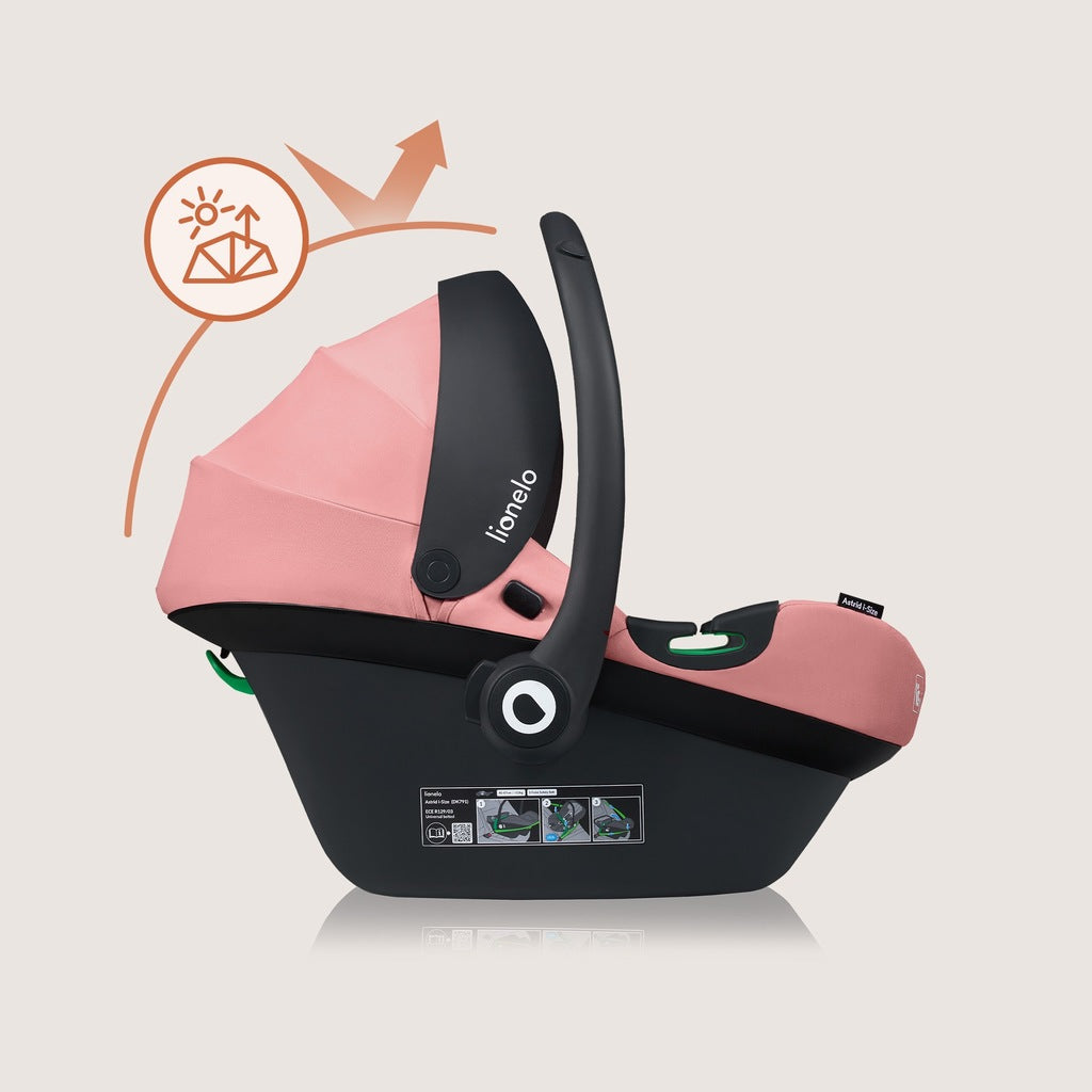 Automobilinė kėdutė 0-13 kg, 40-87 cm. ADAC sertifikatas. Lionelo Astrid. rožinė