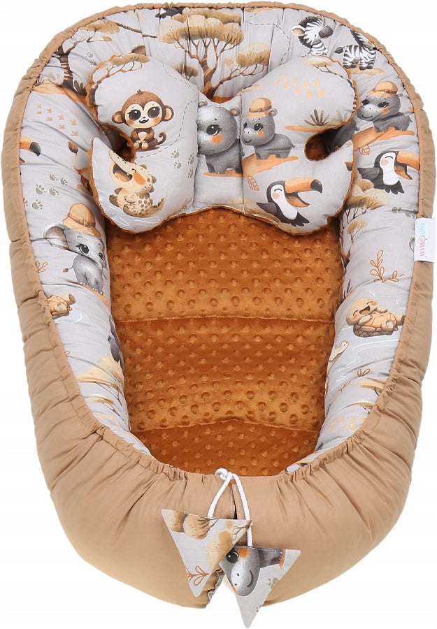 Bērnu ligzda-kokons "Minky" XXL komplekts "BabyMam", 7 daļas