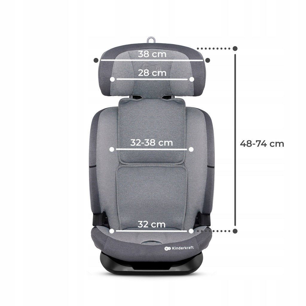 Kinderkraft automobilinė kėdutė 76-150cm 9-36kg ISOFIX ONETO3 i-Size pilka