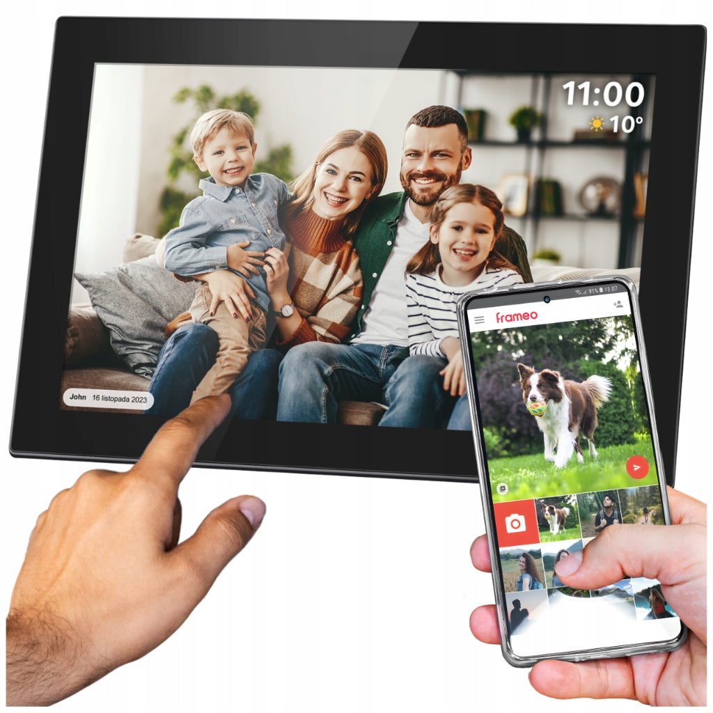 SKAITMENINIS NUOTRAUKŲ RĖMELIS 10,1 COLIO „Wi-Fi“ JUTIKLINIS EKRANAS „FRAMEO“ PROGRAMĖLĖ, JUODAS