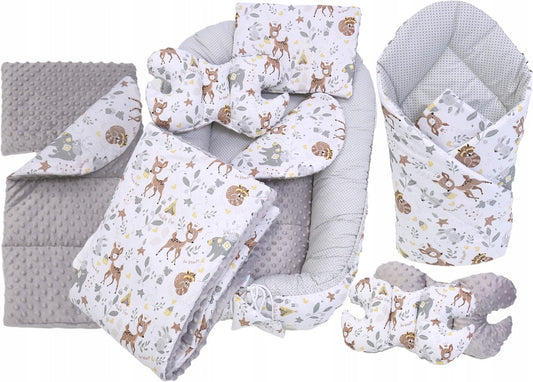 Kūdikių kokonų lizdelis „Minky“ rinkinys XXL „BabyMam“ 7 dalys