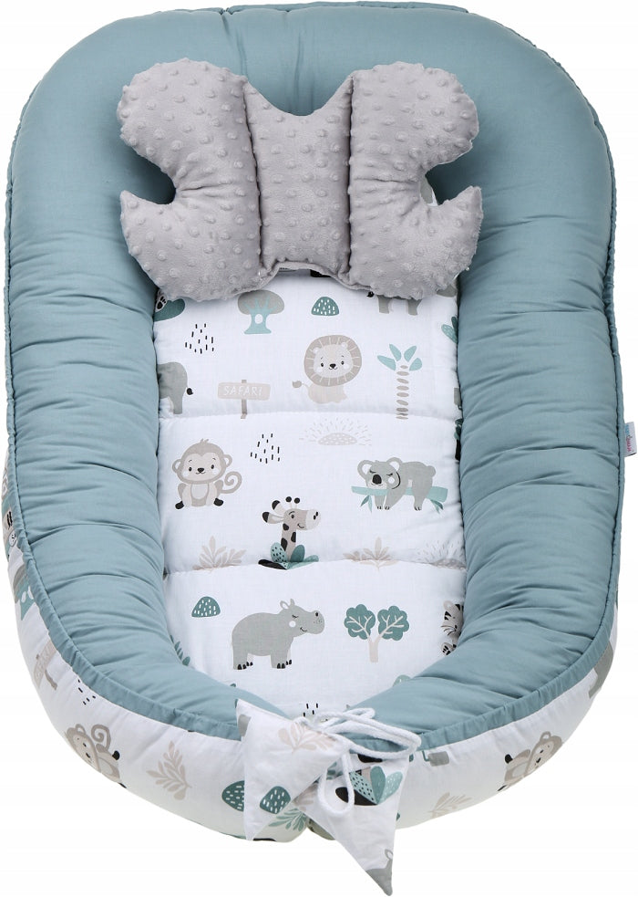 Bērnu ligzda-kokons "Minky" XXL komplekts "BabyMam", 7 daļas