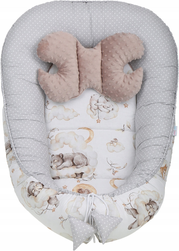 Kūdikių kokonų lizdelis „Minky“ rinkinys XXL „BabyMam“ 7 dalys