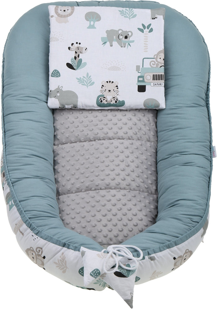 Bērnu ligzda-kokons "Minky" XXL komplekts "BabyMam", 7 daļas
