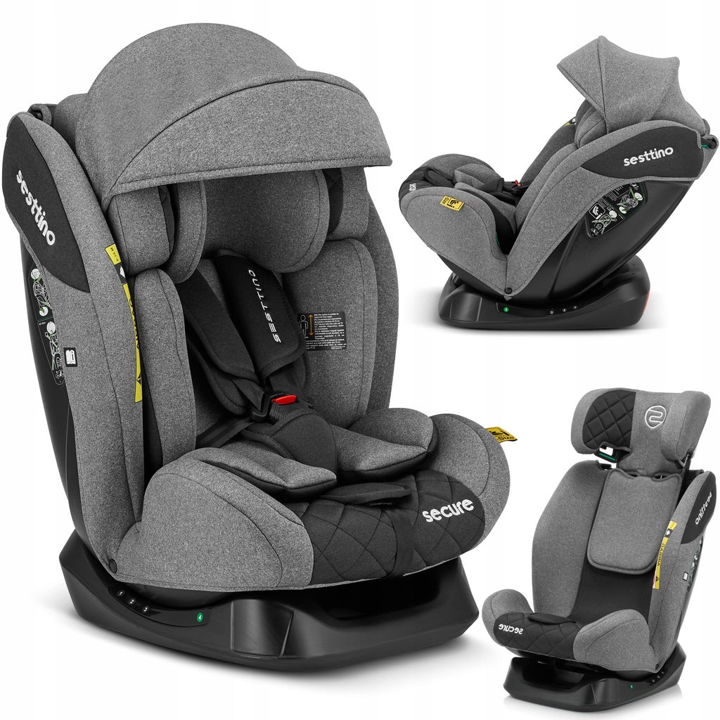 Sesttino Secure Pro automobilinė kėdutė 0-36 40-150cm su miegojimo funkcija ir stogeliu