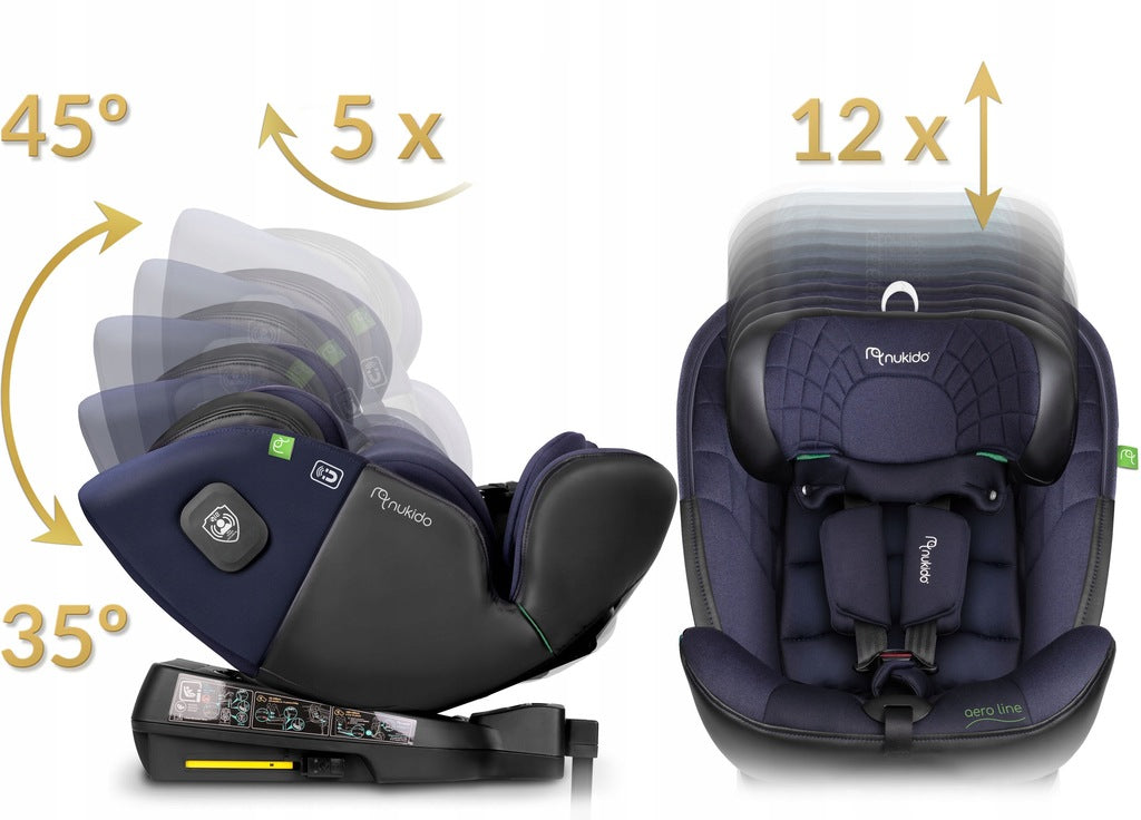 PASUKAMA AUTOMOBILINĖ KĖDUTĖ su KOJA 0-36KG ISOFIX NUKIDO I-SIZE 40-150cm