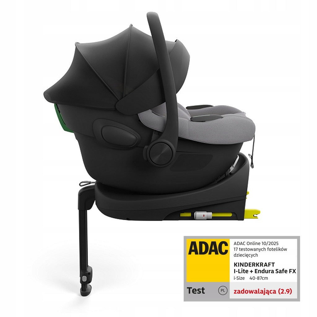 Kinderkraft I-LITE autokrēsliņš zīdaiņiem, 40-87 cm, 0-13 kg, pelēks