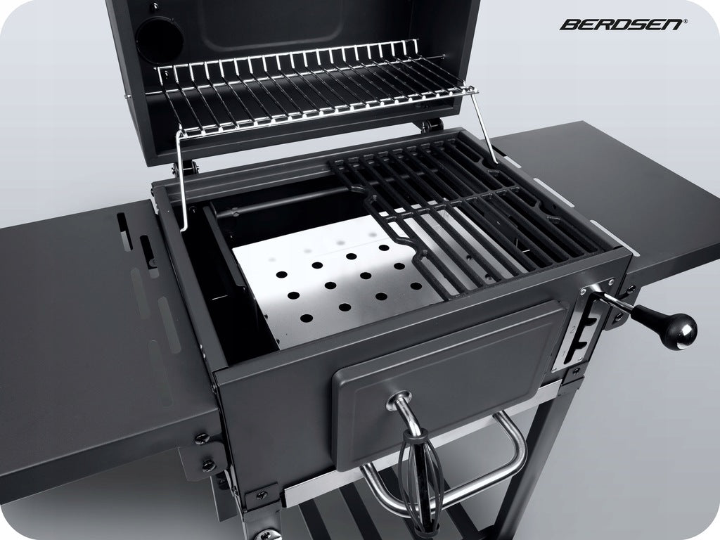 Söegrill, malmkamin, kaanega grillrest, tuhasahtel, termomeeter